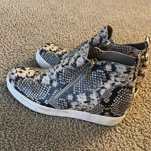 Steve Madden snakeskin faux leather wedge sneakers